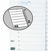 1 Stück Zahlen-Register Register A4 weiss 1-12...