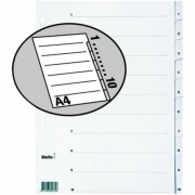 1 Stück Zahlen-Register Register A4 weiss 1-10...
