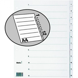 1 St�ck  Zahlen-Register Register A4 weiss 1-12 verst.