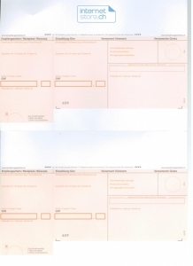 1\'000 Blatt mit 2 Einzahlungsscheinen A4 orange (ESR / BESR) Bank...