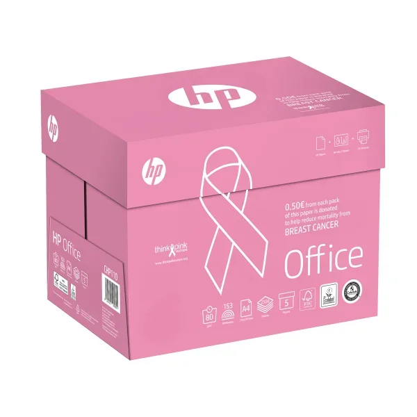 Karton Kopierpapier HP Pink Ream mit illustrierter Schleife für Think Pink Organisation