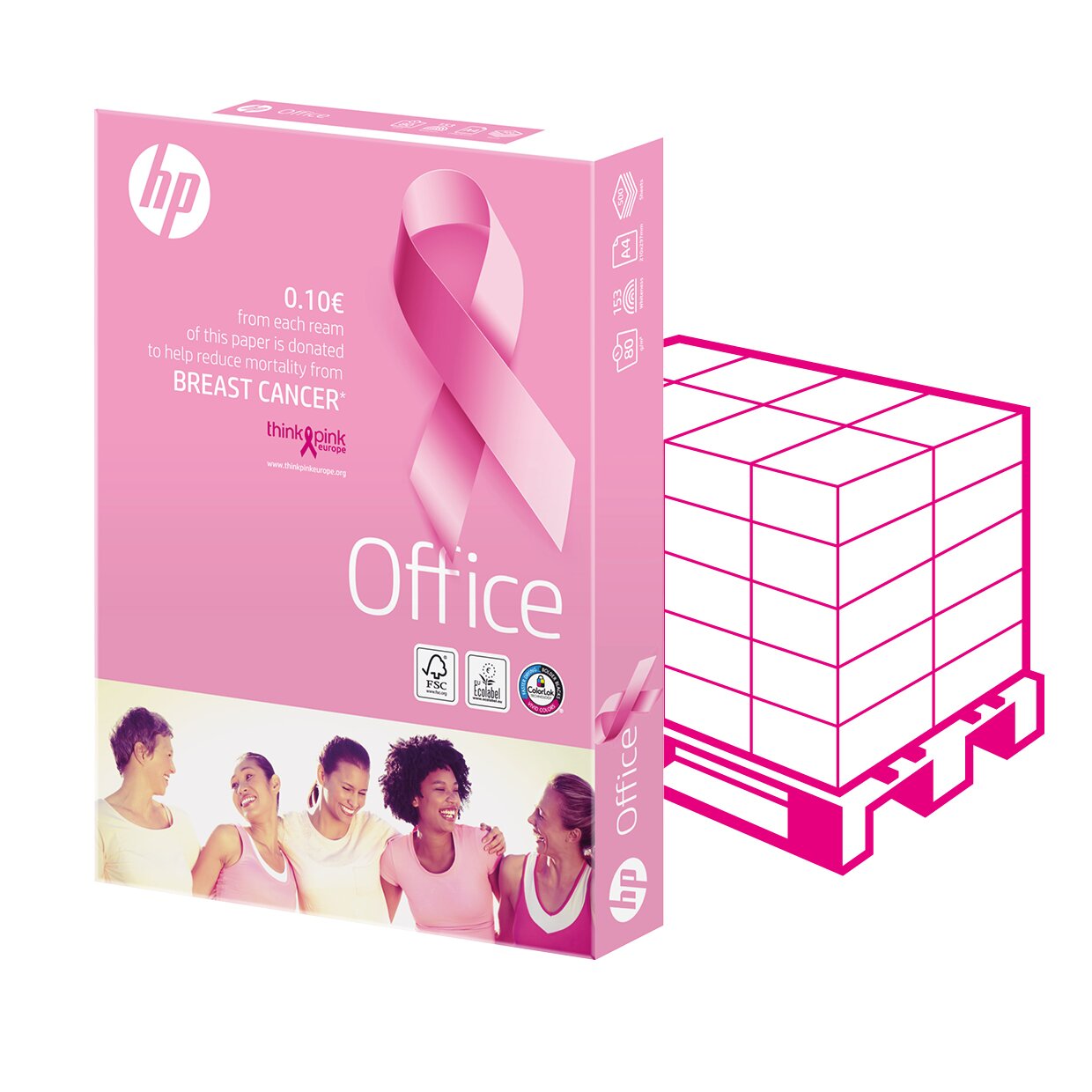 Pack HP Pink ream stehend vor Illustration Palette
