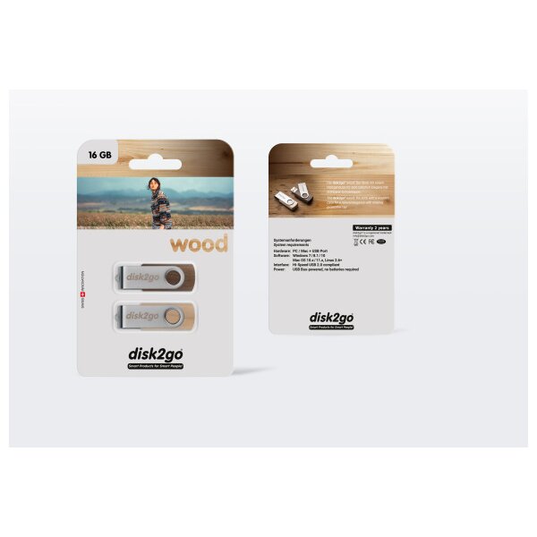 DISK2GO USB-Stick wood 16GB 30006667 USB 2.0 double pack