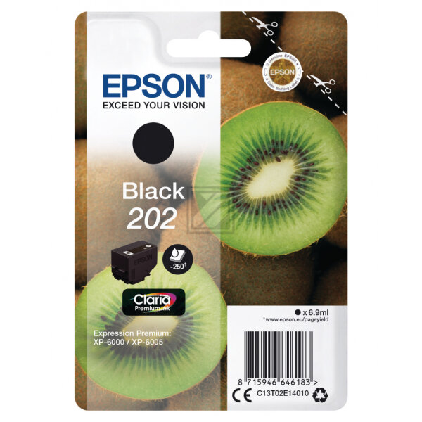 EPSON Tintenpatrone 202 schwarz T02E140 XP-6000 6005 250 Seiten