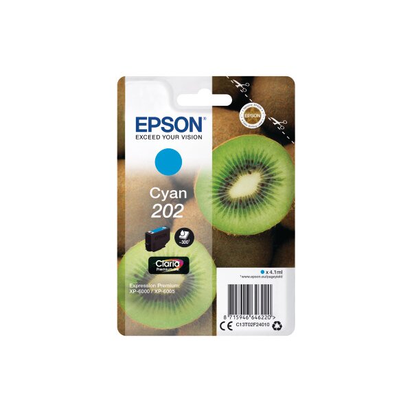 EPSON Tintenpatrone 202 cyan T02F240 XP-6000/6005 300 Seiten