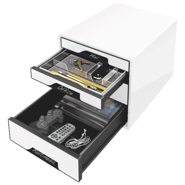 LEITZ Bloc de classement WOW CUBE, 4 tiroirs, noir/gris
