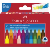 FABER-CASTELL Dreikant-Wachsmalkreide, 12er Kartonetui