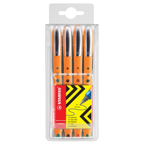 STABILO Stylo roller worker medium, étui de 4