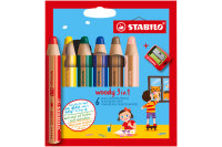 STABILO Crayon couleur Woody 3 in 1 8806-2 6 couleurs...