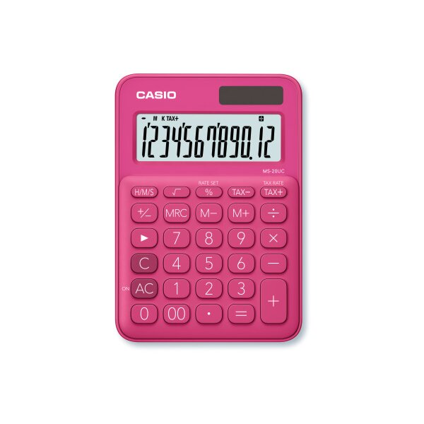 CASIO Mini Taschenrechner MS-20UC-RD-S 12-stellig rot