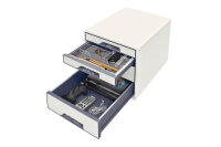 LEITZ Schubladenbox WOW Cube A4 52132001 weiss grau, 4 Schubladen