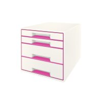 LEITZ Schubladenbox WOW Cube A4 52132023 weiss/pink, 4...