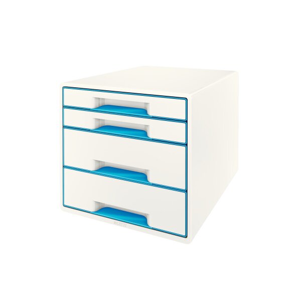 LEITZ Set tiroirs WOW Cube A4 52132036 blanc/bleu, 4 tiroirs