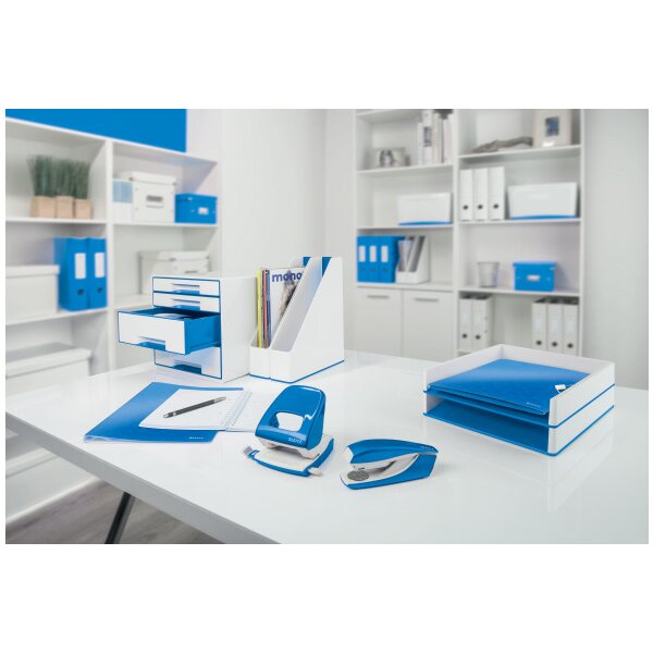 LEITZ Set tiroirs WOW Cube A4 52132036 blanc/bleu, 4 tiroirs
