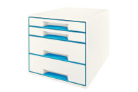 LEITZ Schubladenbox WOW Cube A4 52132036 weiss blau, 4...
