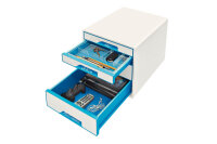 LEITZ Schubladenbox WOW Cube A4 52132036 weiss blau, 4...