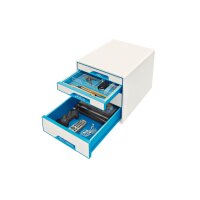 LEITZ Schubladenbox WOW Cube A4 52132036 weiss/blau, 4...