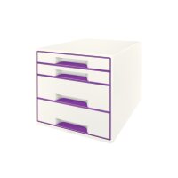 LEITZ Schubladenbox WOW Cube A4 52132062 weiss/violett, 4...