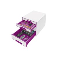 LEITZ Schubladenbox WOW Cube A4 52132062 weiss/violett, 4...