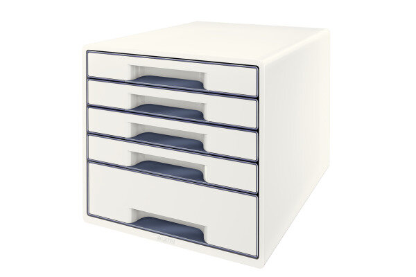 LEITZ Set tiroirs WOW Cube A4 52142001 blanc/gris, 5 tiroirs