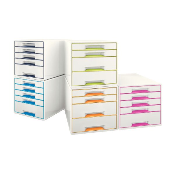 LEITZ Schubladenbox WOW Cube A4 52142001 weiss/grau, 5 Schubladen