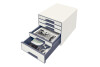 LEITZ Schubladenbox WOW Cube A4 52142001 weiss grau, 5 Schubladen