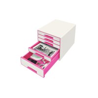 LEITZ Schubladenbox WOW Cube A4 52142023 weiss/pink, 5...