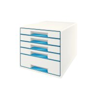 LEITZ Schubladenbox WOW Cube A4 52142036 weiss/blau, 5...