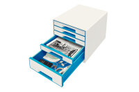 LEITZ Schubladenbox WOW Cube A4 52142036 weiss blau, 5 Schubladen