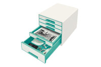 LEITZ Schubladenbox WOW Cube A4 52142051 weiss eisblau, 5...