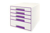 LEITZ Schubladenbox WOW Cube A4 52142062 weiss violett, 5...
