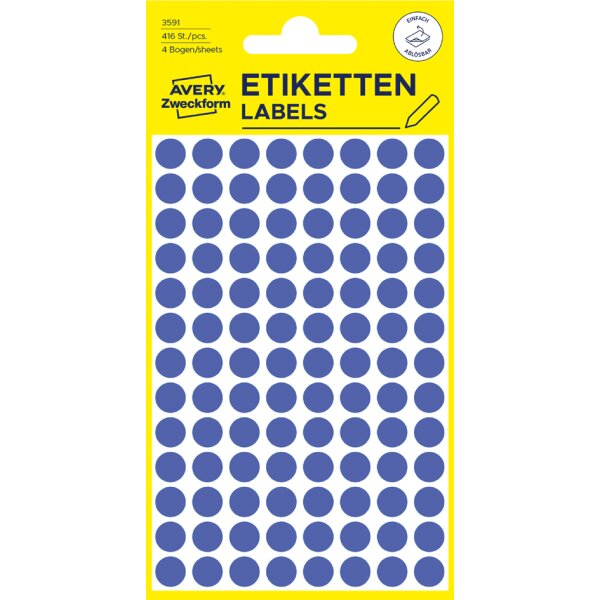 AVERY Zweckform Markierungspunkte, abl&ouml;sbar, 8 mm, blau