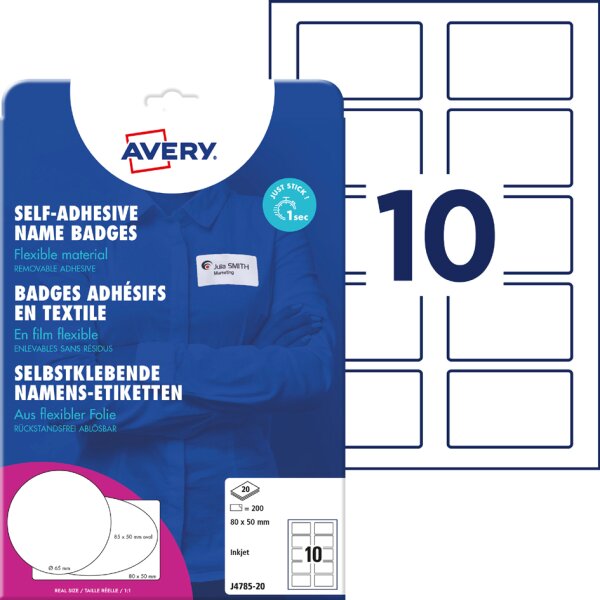 AVERY Zweckform Namens-Etiketten, 80 x 50 mm, weiss