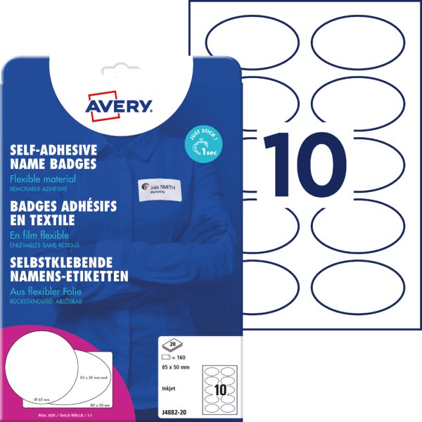 AVERY Zweckform Namens-Etiketten, 80 x 50 mm, weiss
