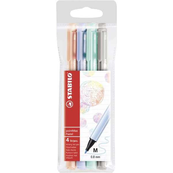 STABILO Fasermaler pointMax Pastell, 4er Kunststoffetui