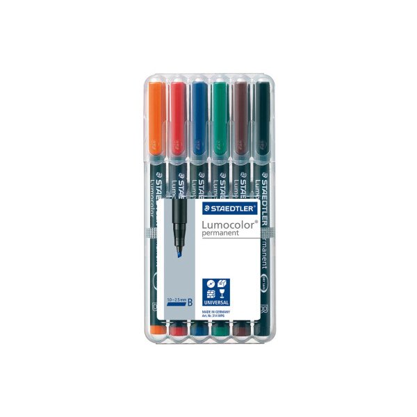 STAEDTLER Lumocolor permanent B 314 WP6 6 Farben ass.