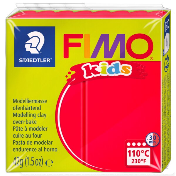 FIMO kids P&acirc;te &agrave; modeler, &agrave; cuire au four, 42 g, rouge