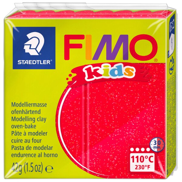 FIMO kids Modelliermasse, ofenh&auml;rtend, glitter-rot, 42 g