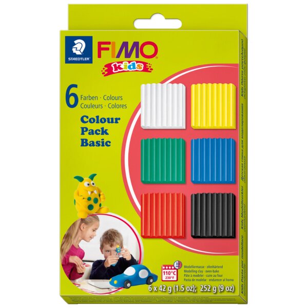FIMO kids Kit pâte à modeler Colour Pack basic, set de 6