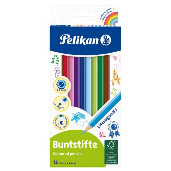 Pelikan Crayons de couleur standard, &eacute;tui en carton de 12