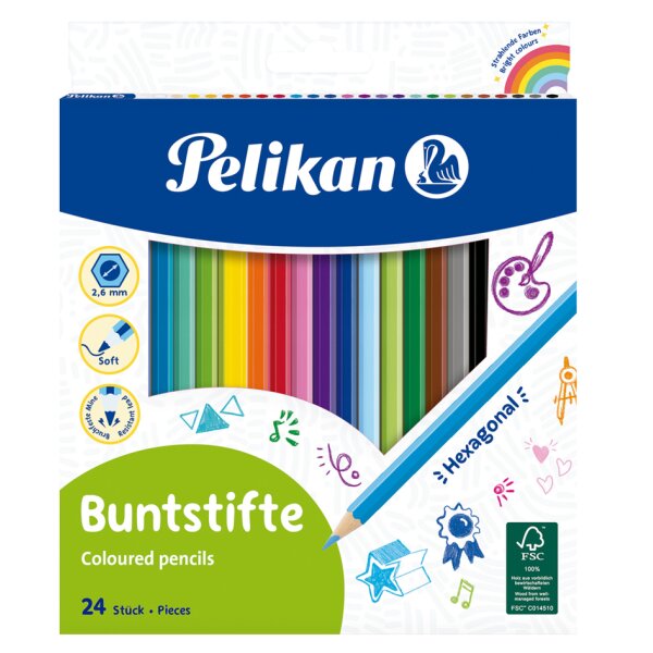 Pelikan Crayons de couleur standard, &eacute;tui en carton de 24,
