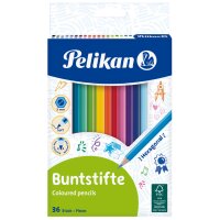 Pelikan Crayon de couleur hexagonal mince, étui de 36
