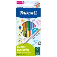 Pelikan Zweifarb-Buntstifte Bicolor, rund, 12er Kartonetui