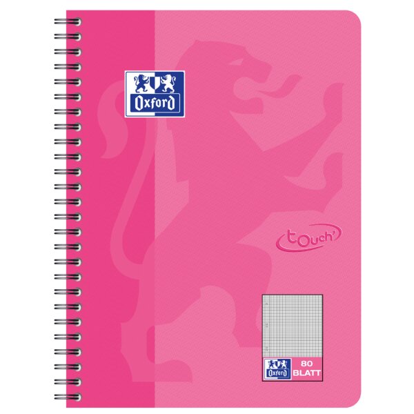 Oxford Cahier Touch, B5, quadrill&eacute;, 160 pages, rose