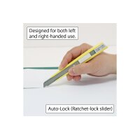 NT Cutter 9mm A-301RP avec auto-lock, jaune pastel