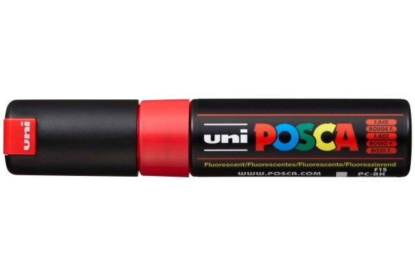 UNI-BALL Posca Marker 8mm PC-8K F.RED fluo rot, Keilspitze