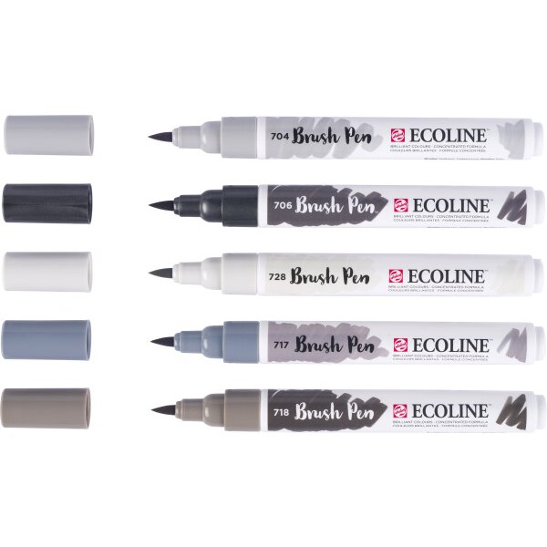 TALENS Ecoline Brush Pen Set 11509937 gris 5 pcs.
