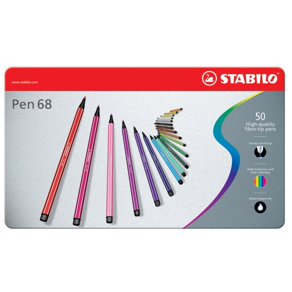 STABILO Fasermaler Pen 68, 10er Metalletui