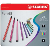 STABILO Feutre Pen 68, étui métallique de 30