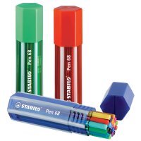 STABILO Fasermaler Pen 68, 20er Big Pen Box, farbig sortiert